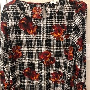 Black floral blouse
